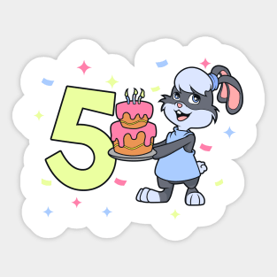 I am 5 with bunny - girl birthday 5 years old Sticker